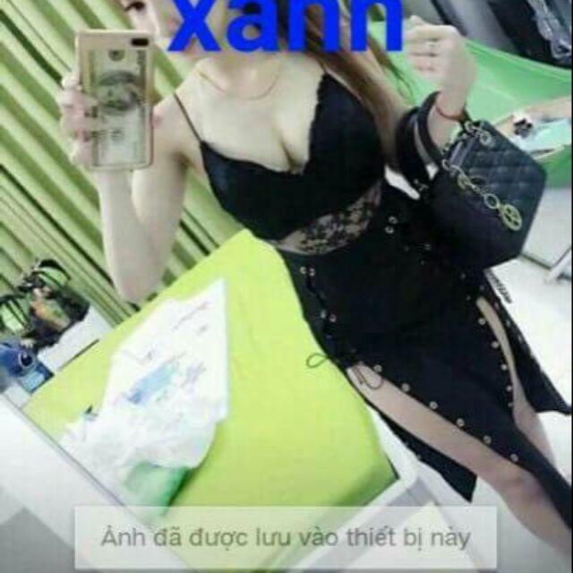Đầm body 2 dây đan dây xẻ tà