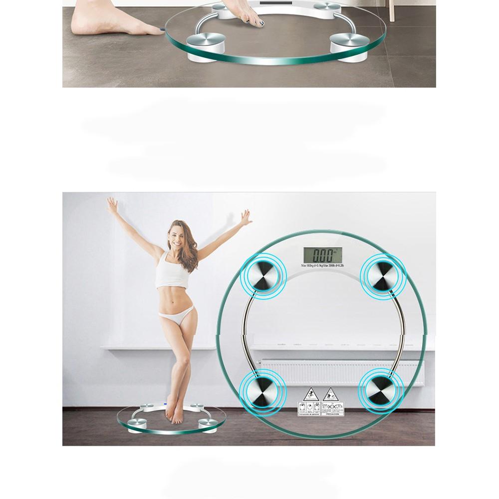 Cân Điện Tử Tròn Mặt Kính Cường Lực Chịu Lực Đến 180kg, Cân Sức Khỏe