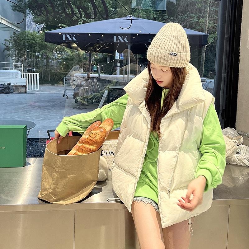 Phao Ghi Lê Nữ, Áo khoác sát nách 3 màu đen nâu trắng thời trang Hàn. MET SHOP