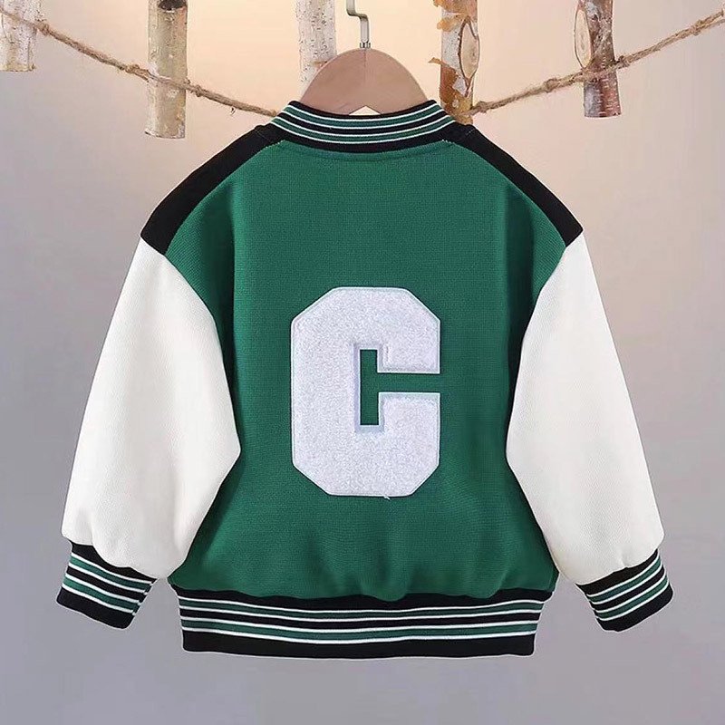 Áo Khoác Bomber Standard Chất Nỉ Thêu Chữ C Màu Xanh Sz 120 (Cho Bé 18-22kg)