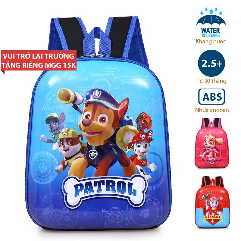 Balo cho bé, đi học mầm non, mẫu giáo, nhân vật hoạt hình Paw Patrol, Nắp nhựa ABS chống nước, bền đẹp