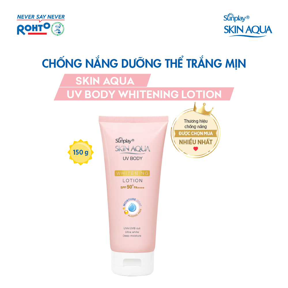 Kem chống nắng body Skin Aqua dưỡng trắng dùng hàng ngày Sunplay Skin Aqua UV Body Whitening Lotion SPF 50+ PA++++ 150g