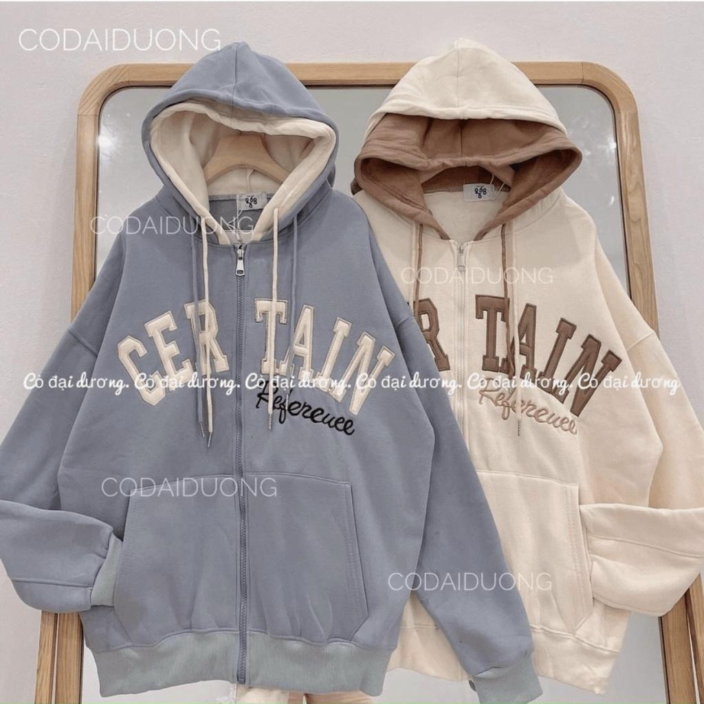 ÁO KHOÁC HOODIE NỮ DÂY KÉO HAI NÓN HẠO TIẾT CERTAIN SIÊU ĐẸP SIÊU DỄ THƯƠNG