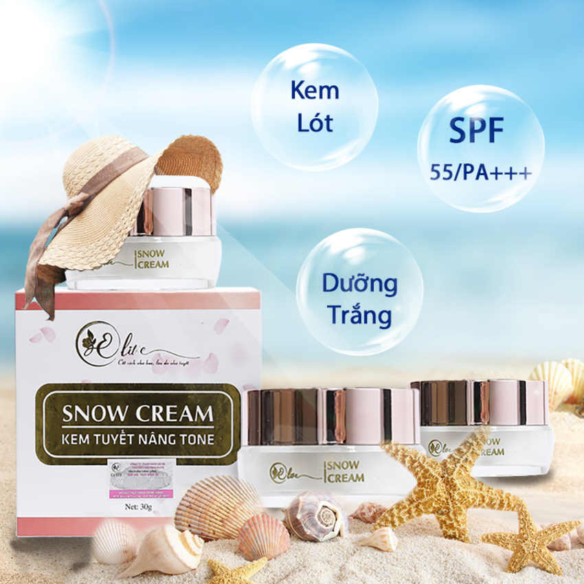 Kem Ngày Elite Snow Cream - 30 Gram - Hàng Chính Hãng - Tinh Chất Dưỡng Trắng - Make Up - Với SPF 55/PA+++ Độ Chống Nắng Cao - Bảo Vệ Da Tối Ưu Khỏi Tia Ngoại Ánh Sáng Mặt Trời.