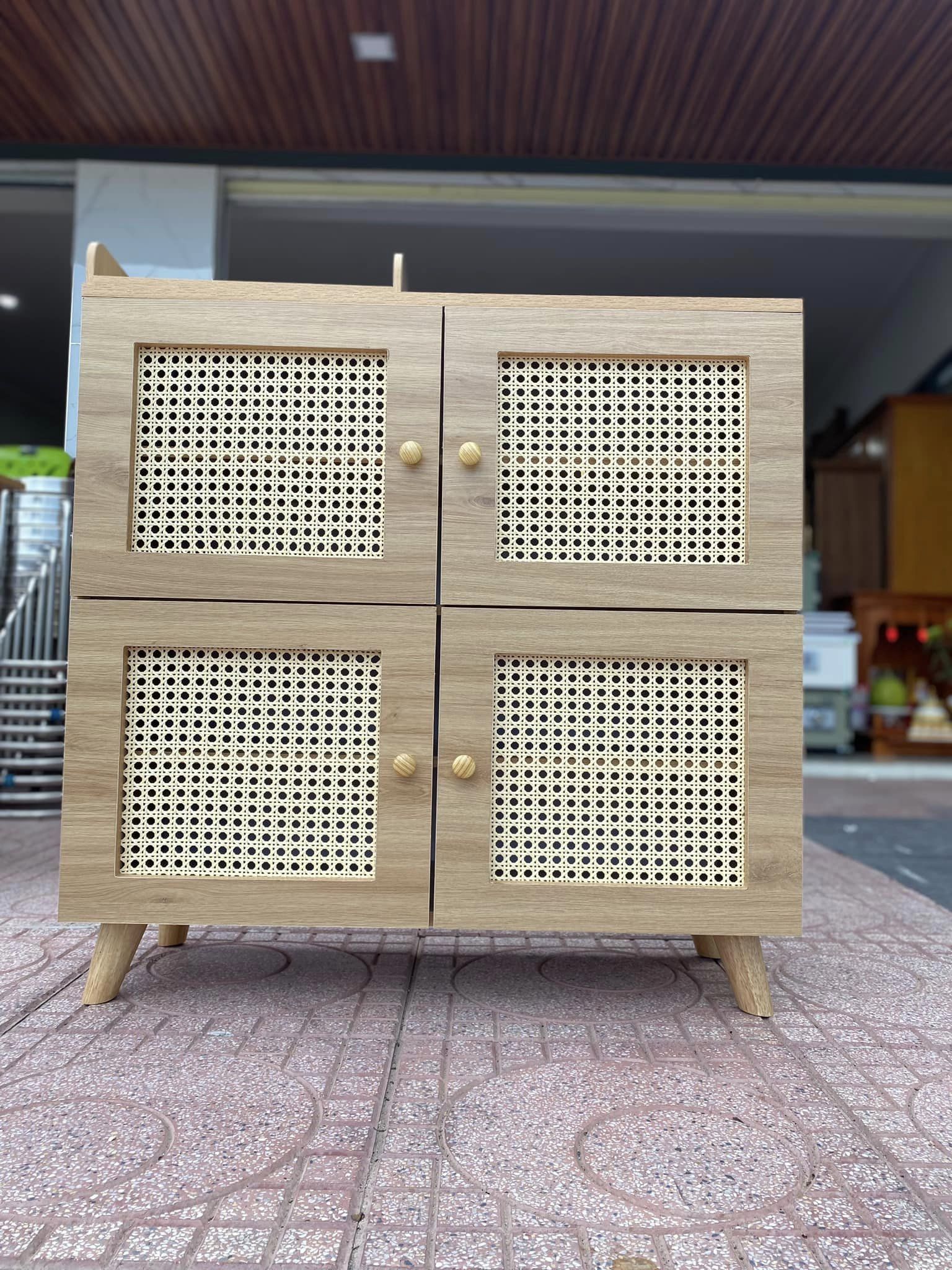 Tủ kệ giày 4 cánh cánh mây HC-416
