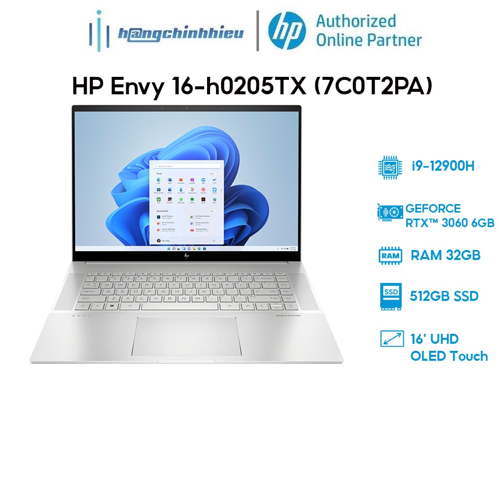 Laptop HP Envy 16-h0205TX (7C0T2PA)(i9-12900H|32GB|512GB|RTX 3060 6GB|16') Hàng chính hãng