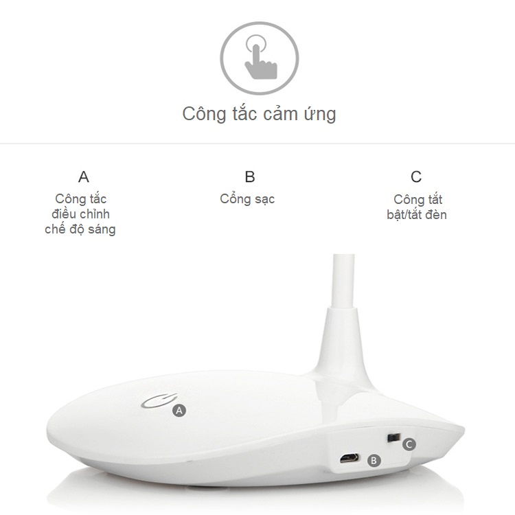 Đèn led để bàn đọc sách cắm USB thân đèn uốn cong