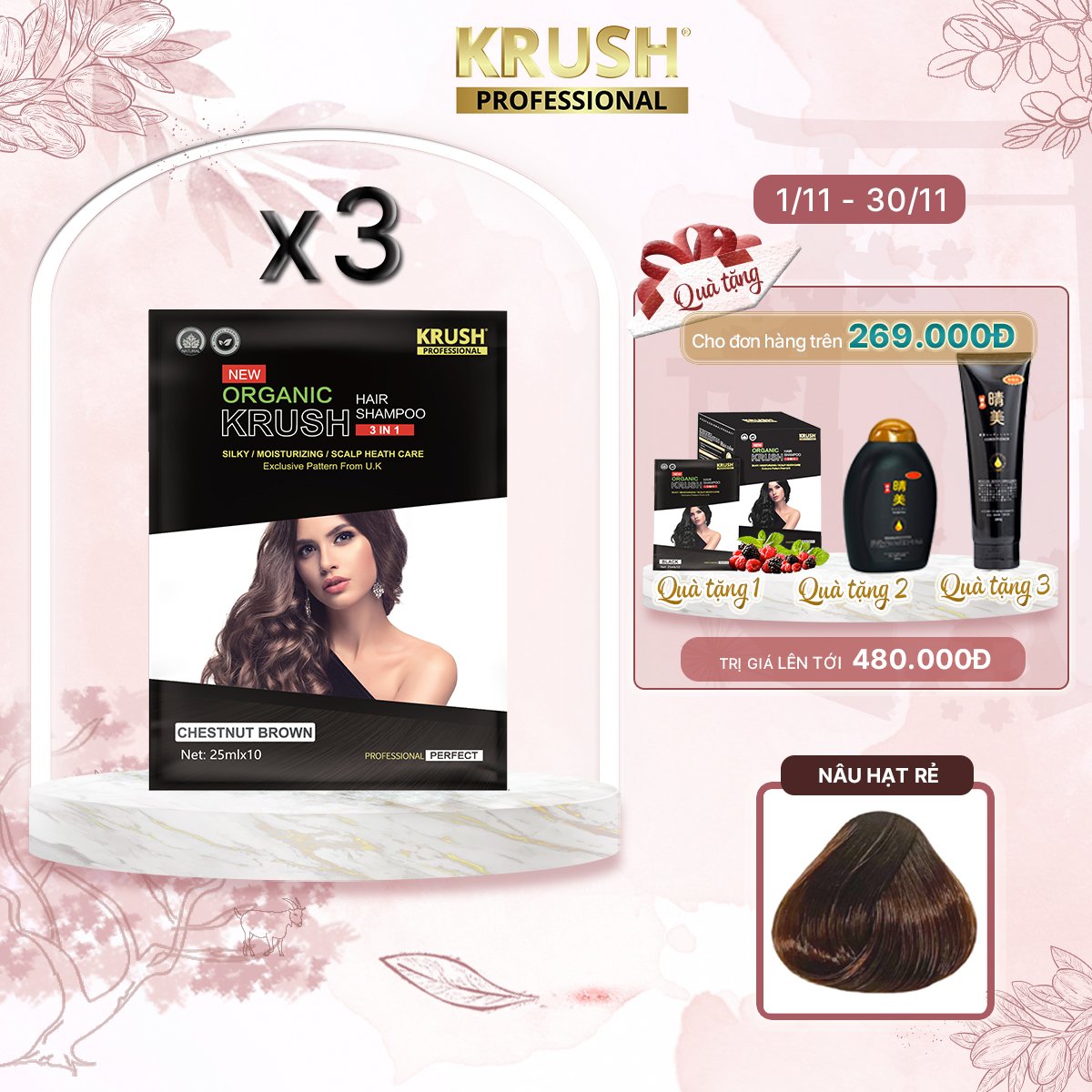 Gói dầu gội nhuộm tóc hữu cơ cao cấp Krush Anh Quốc