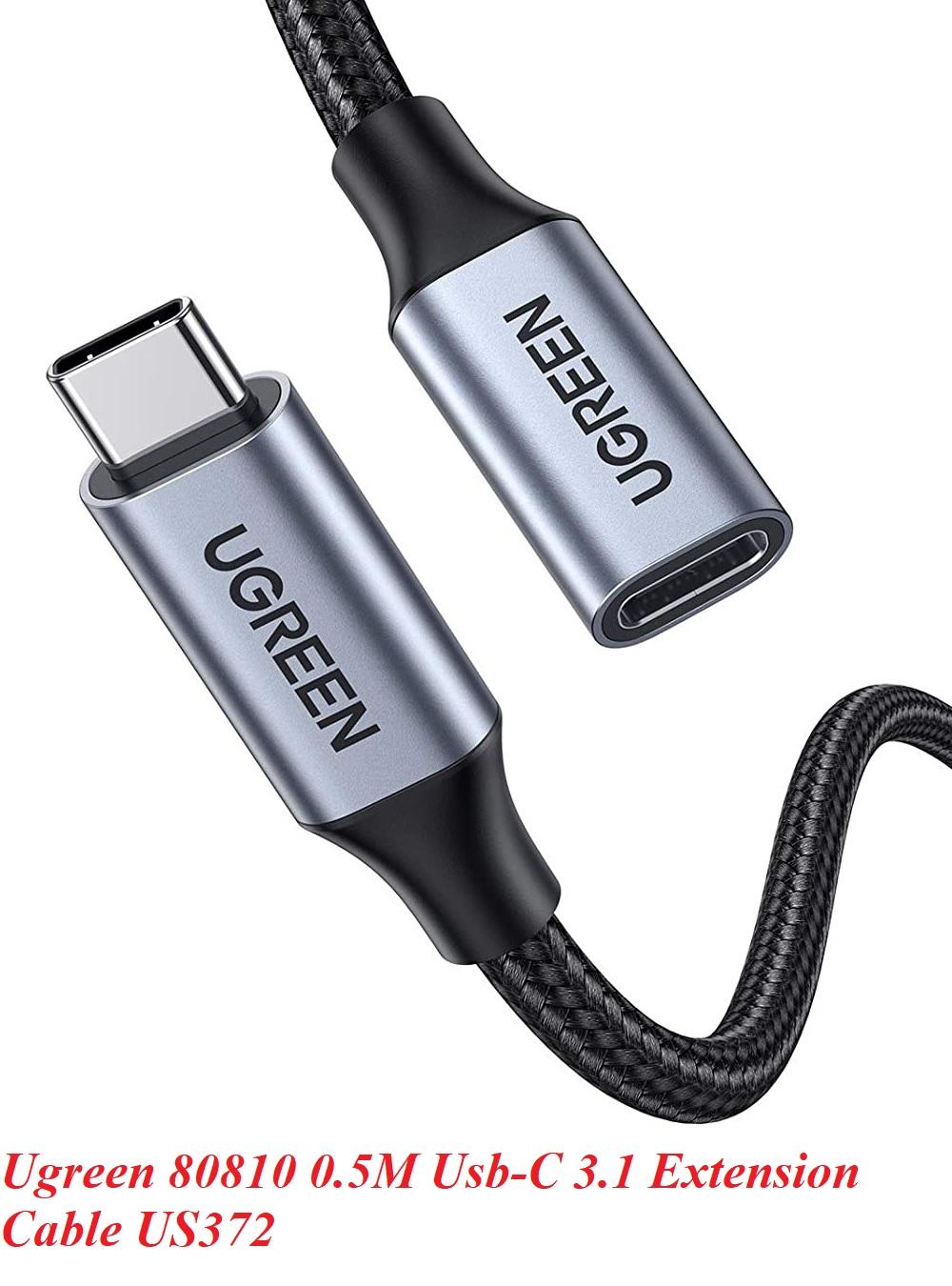 Ugreen UG80810US372TK 0.5M 3.1 gen2 4k 60hz 100w 10Gbps Cáp nối dài usb type c - HÀNG CHÍNH HÃNG