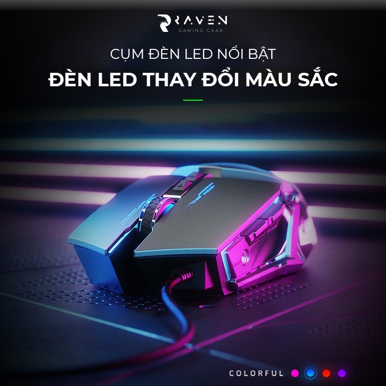 Chuột gaming có dây TEKKIN INPHIC PW2 chuột chơi game máy tính LED 12 màu, khung kim loại, 4000DPI cá tính - hàng nhập khẩu