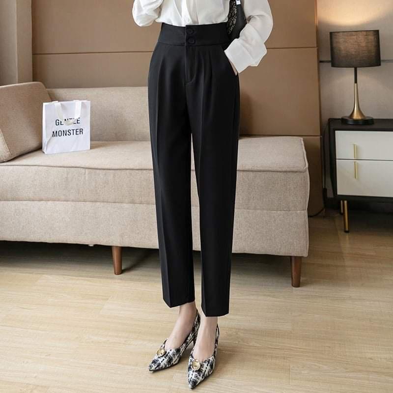 Quần tây nữ lưng cao Homieyl cao cấp, quần baggy nữ cạp cao công sở 2 cúc cạp to chất vải vitex đẹp