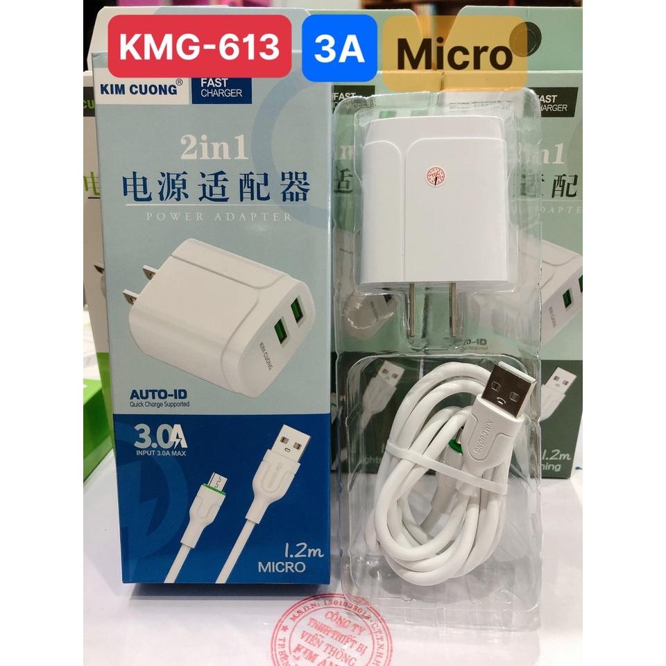 Bộ sạc nhanh Kim Cương 613 dòng điện 3A chân cắm Micro, Hàng chính hãng