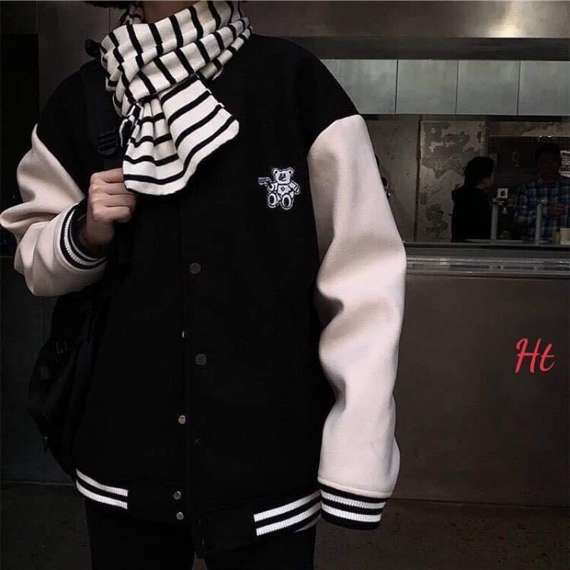 Áo bomber phối tay gấu ngồi H2A