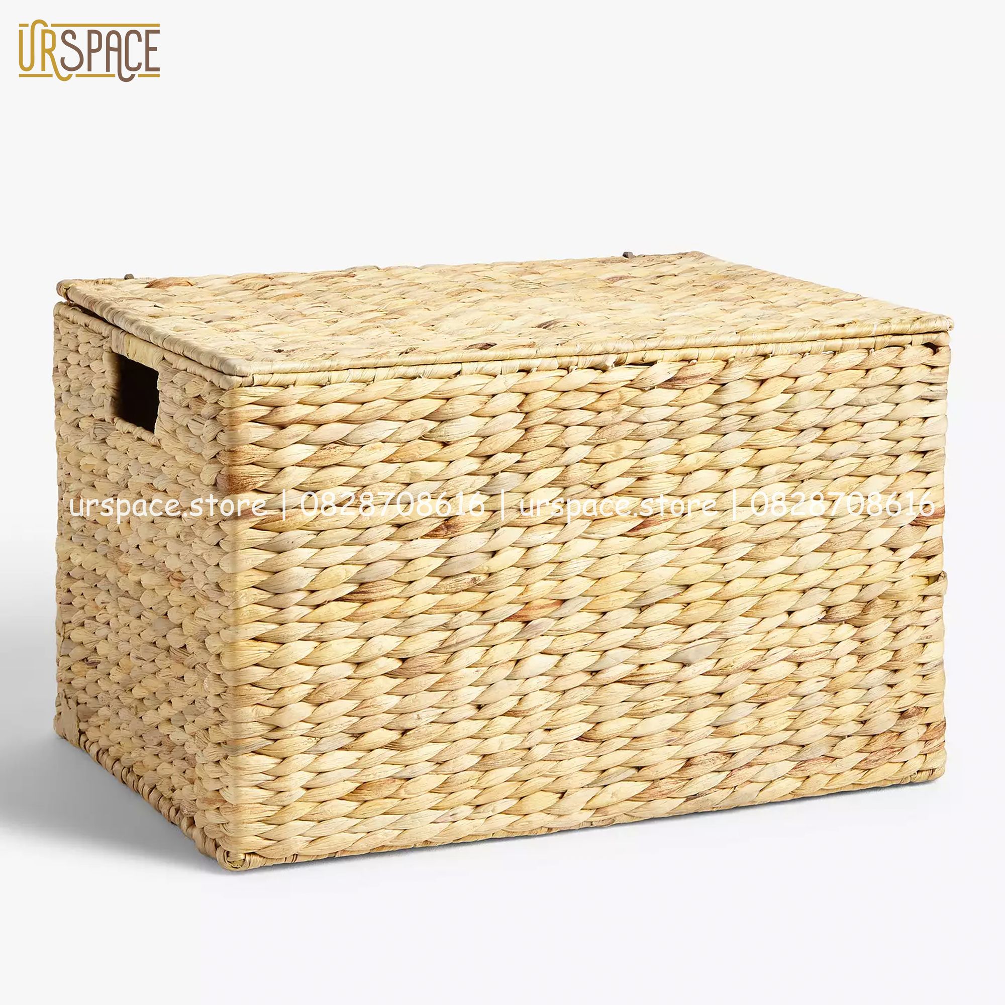 Hộp cói (lục bình) hình chữ nhật đựng quần áo, sách báo phong cách Hàn/ Hand-woven hyacinth rectangle box