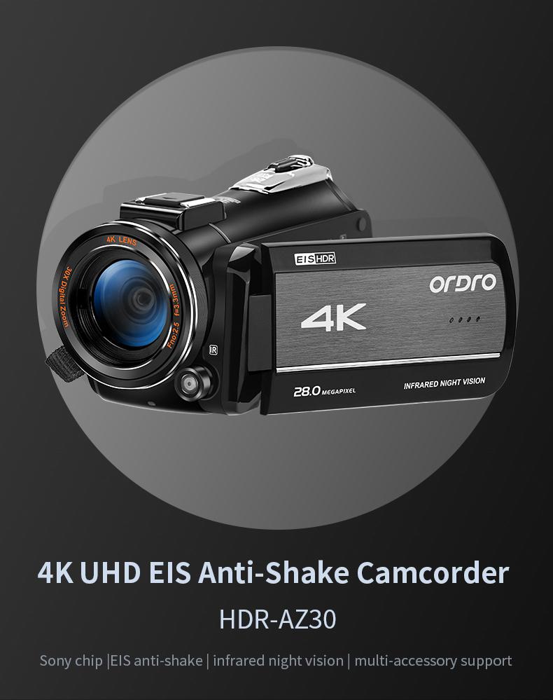 Video Máy quay phim 4K 60fps Ordro AZ30 Tầm nhìn ban đêm Tầm nhìn Kỹ thuật số YouTube Blogger Vlogging Bắn ghi máy ghi âm