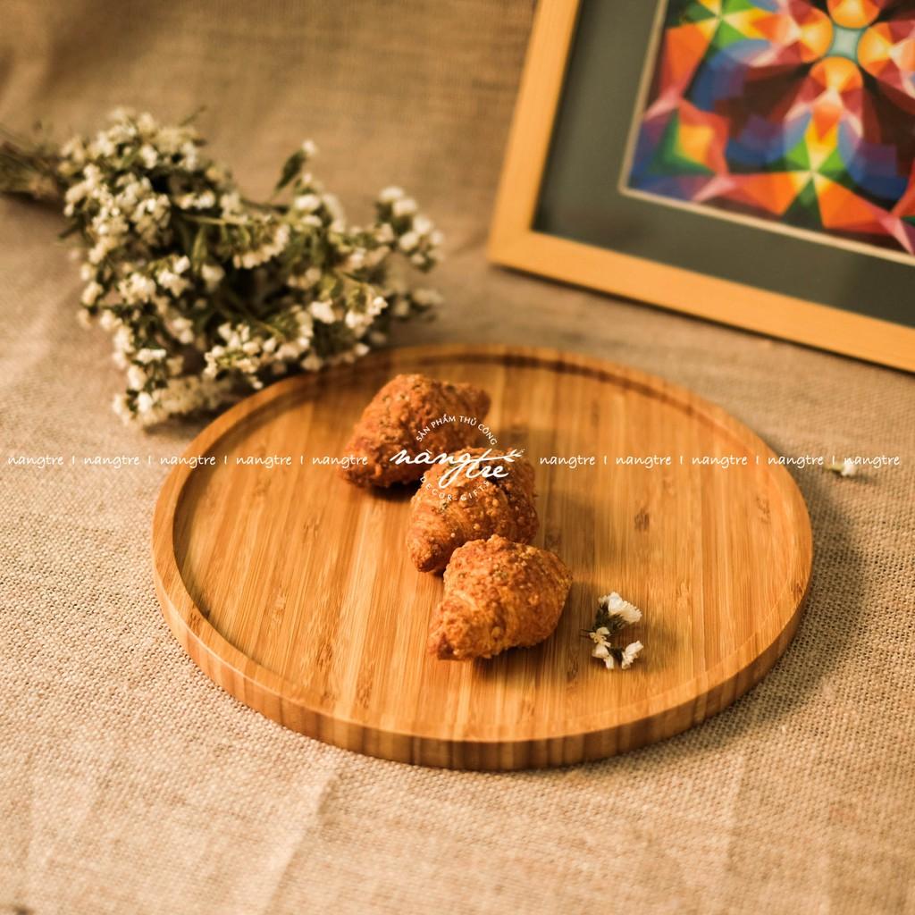 Khay gỗ tre tự nhiên hình tròn - Khay tre đựng thức ăn