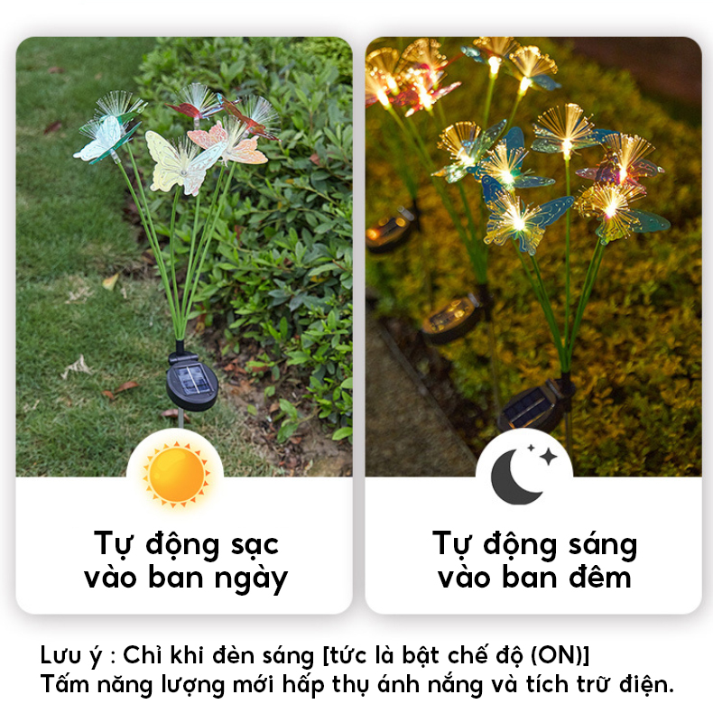 Đèn Trang Trí Năng Lượng Mặt Trời Hình Bướm, 8 Bóng LED, Chống Chọi Mọi Thời Tiết - DA3026