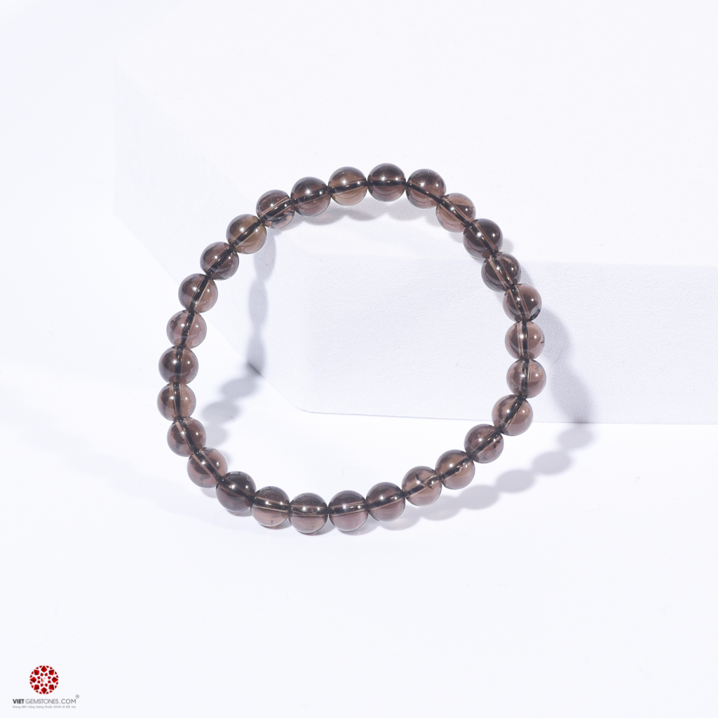 Vòng tay đá thạch anh khói tự nhiên - Natural Smoky Quartz - Hợp mệnh Thủy, Mộc, nhiều size tùy chọn/ Hóa giải năng lượng xấu | Vietgemstones