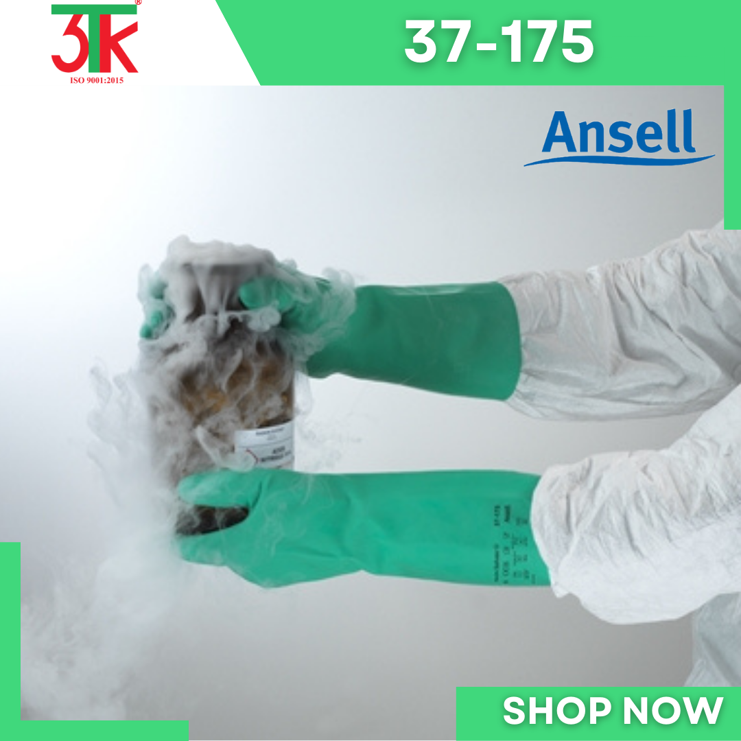 Găng tay cao su Nitrile Ansell 37-175 chống hóa chất , chống dầu , chống nước, lót cotton thấm hút mồ hôi tốt