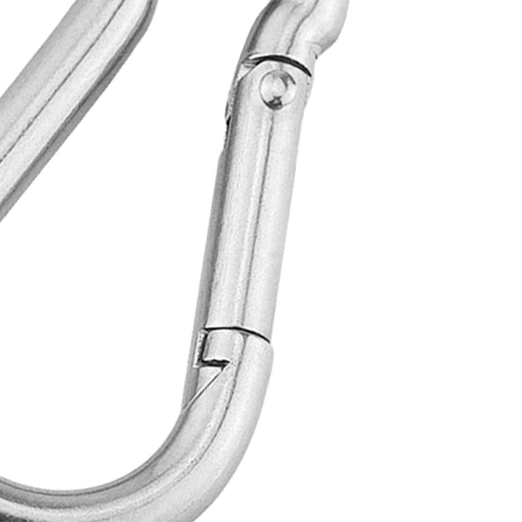 5Pcs 304 Stainless Steel Spring Snap Carabiner Quickdraw Keychain 5mm X 50mm