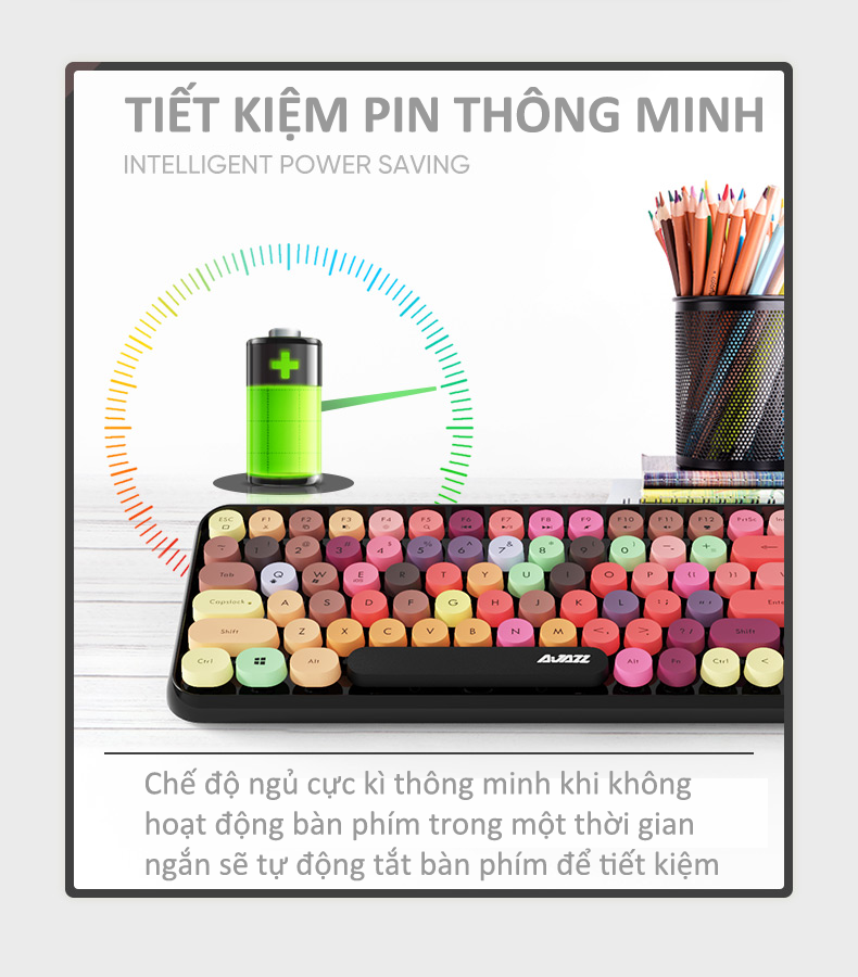 Bàn phím bluetooth Ajazz 308i thiết kế 84 phím tròn mini cực kì nhỏ gọn tiện lợi - Hàng Chính Hãng