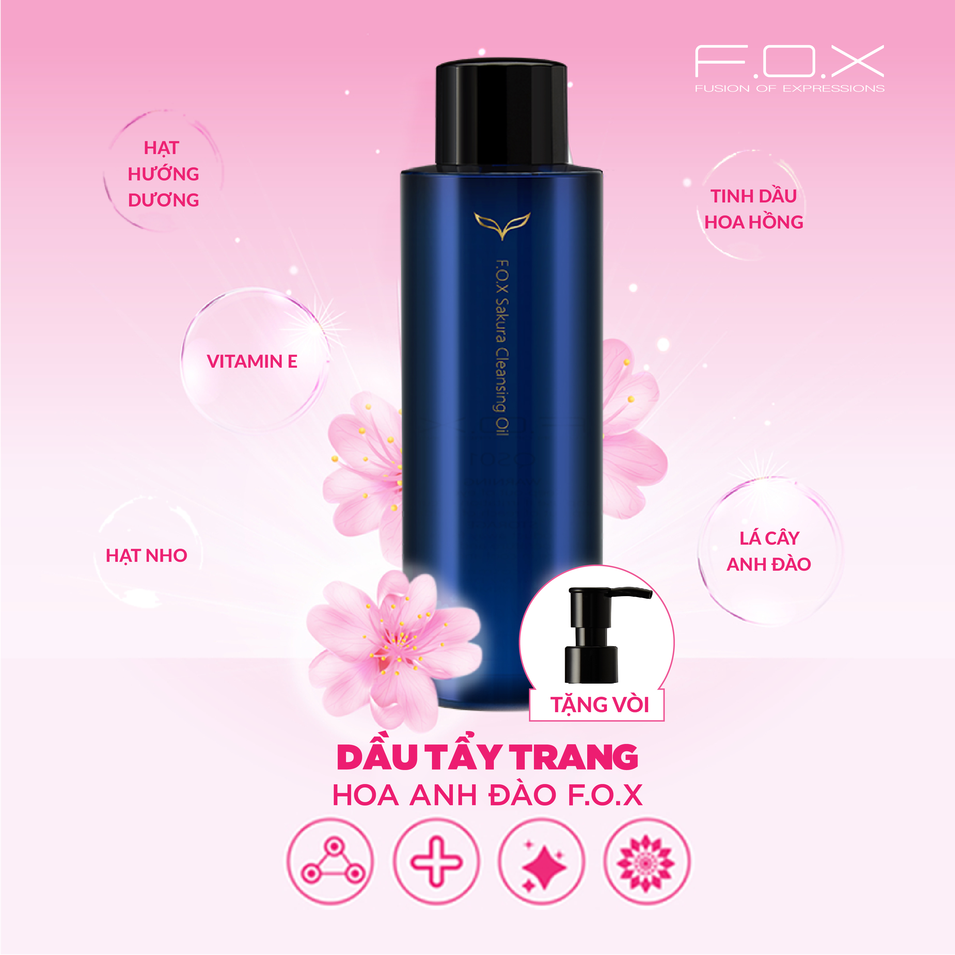 Dầu Tẩy Trang Hoa Anh Đào F.O.X Sakura Cleansing Oil 200ml