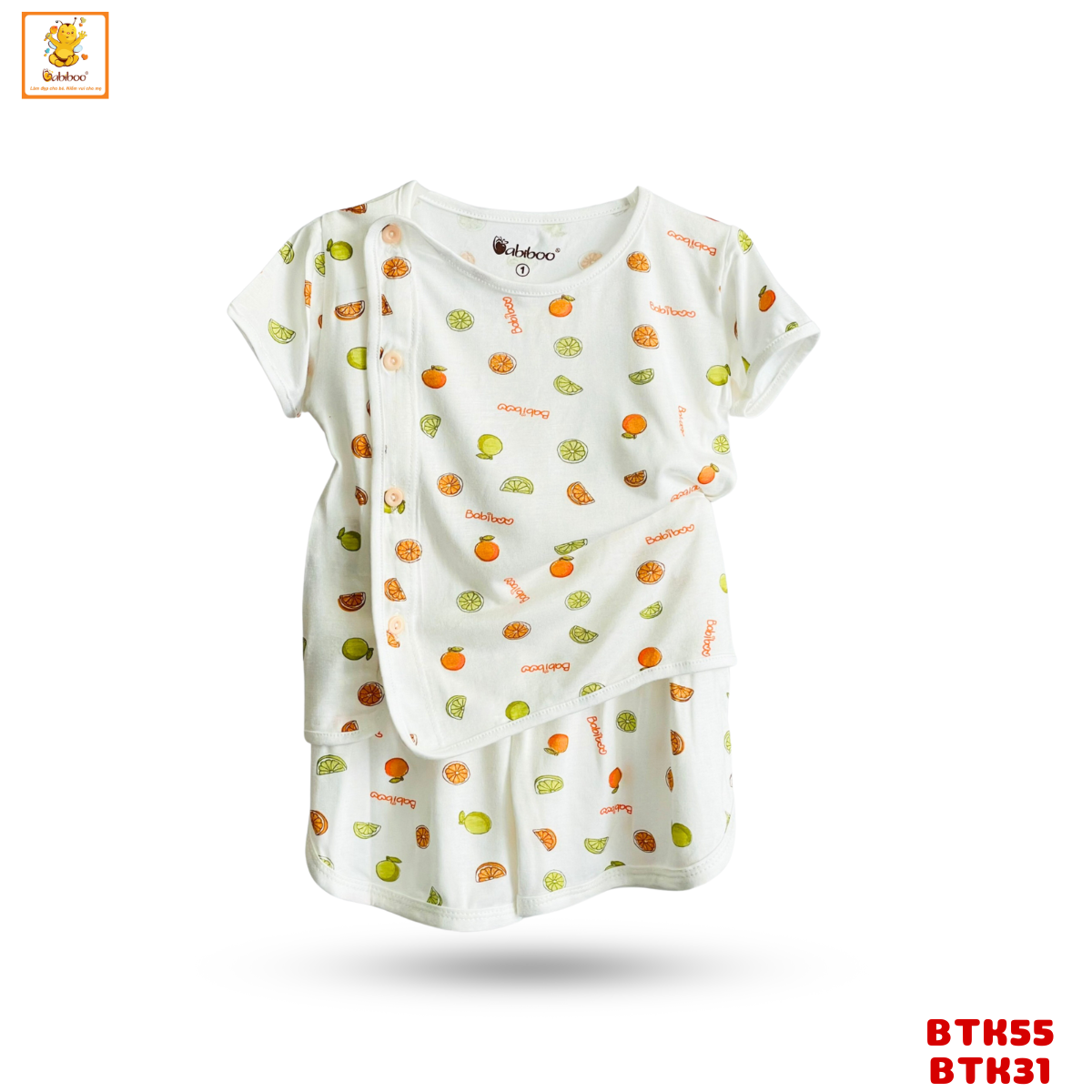 Bộ sơ sinh ngắn tay Babiboo quần áo sơ sinh vải viscose mềm mịn mát, họa tiết xinh xắn BTK55+BTK31