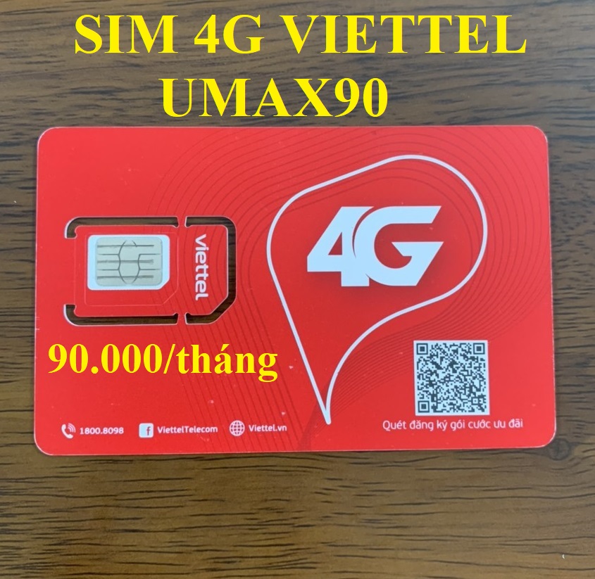 SIM 4G VIETTEL UMAX90 - Data Không Giới Hạn Lưu Lượng - MAX Băng Thông Chỉ 90k/Tháng. Dùng Toàn Quốc - HÀNG CHÍNH HÃNG - ĐẦU 03 &amp; 08 FREE 30 NGÀY