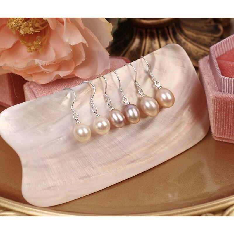 Bông Tai Bạc Móc Câu Gắn Hạt Oval Dễ Thương - Trường Thịnh Ngọc Trai