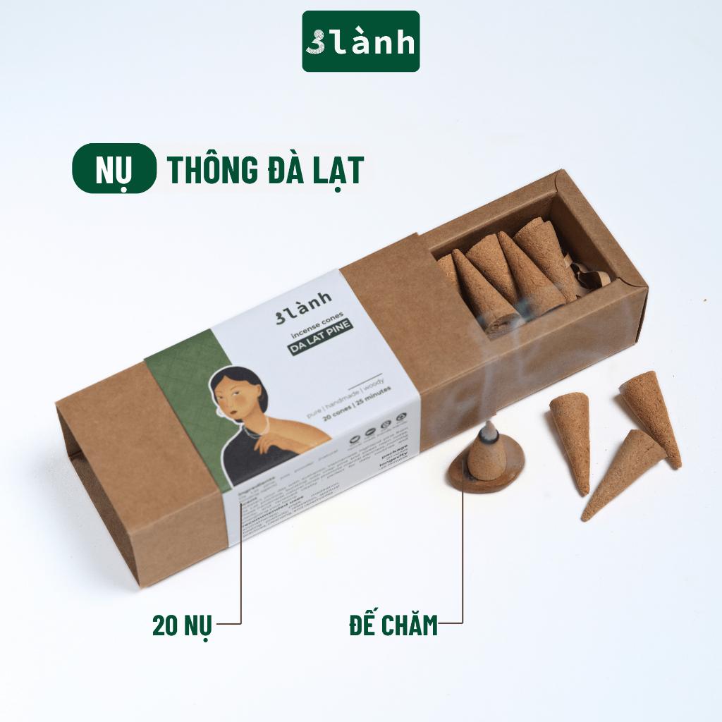 Nụ Thủ Công Thông Đà Lạt 3 Lành Hộp 20 Mùi 100 % Tự Nhiên Tặng Kèm Đế Chăm, Không Hóa Chất Xông Thơm