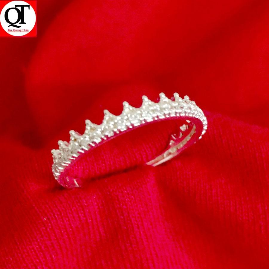 Nhẫn nữ vương miệng gắn đá rico cao cấp chất liệu bạc ta trang sức Bạc Quang Thản – QTNU85