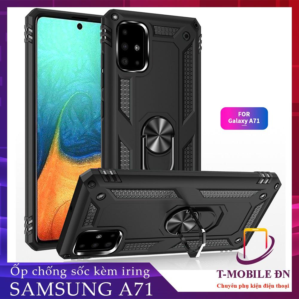Ốp lưng cho Samsung A71 chống sốc 2 lớp kèm nhẫn iring làm giá đỡ
