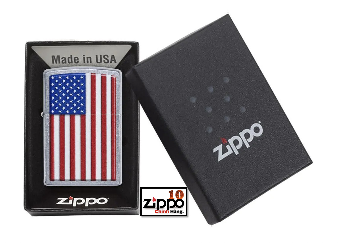 Bật lửa ZIPPO 29722 Patriotic (cờ Mỹ) - Chính hãng 100%