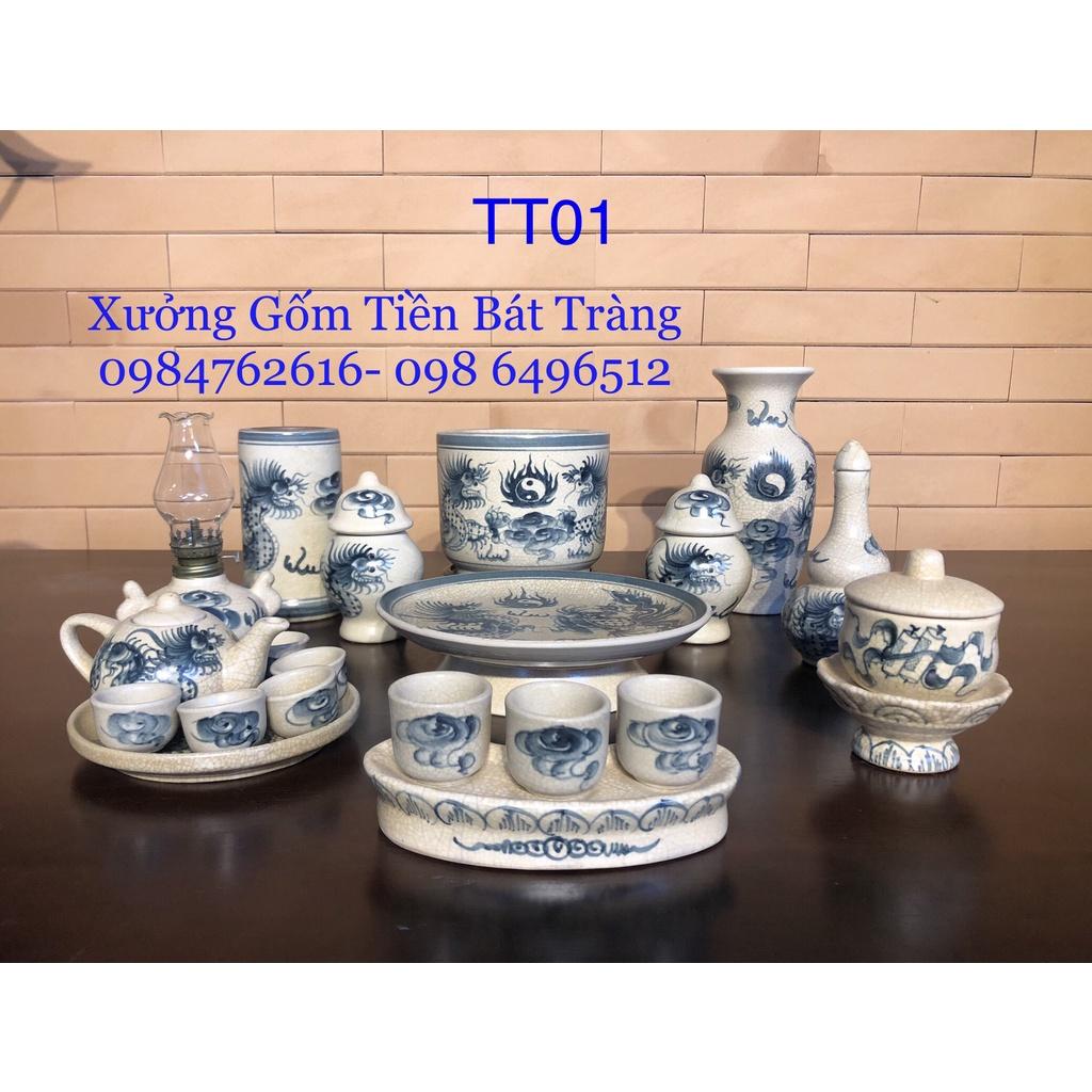 TT01 - Bộ thờ Thần Tài Men rạn giả cổ Vẽ tay thủ công 100%