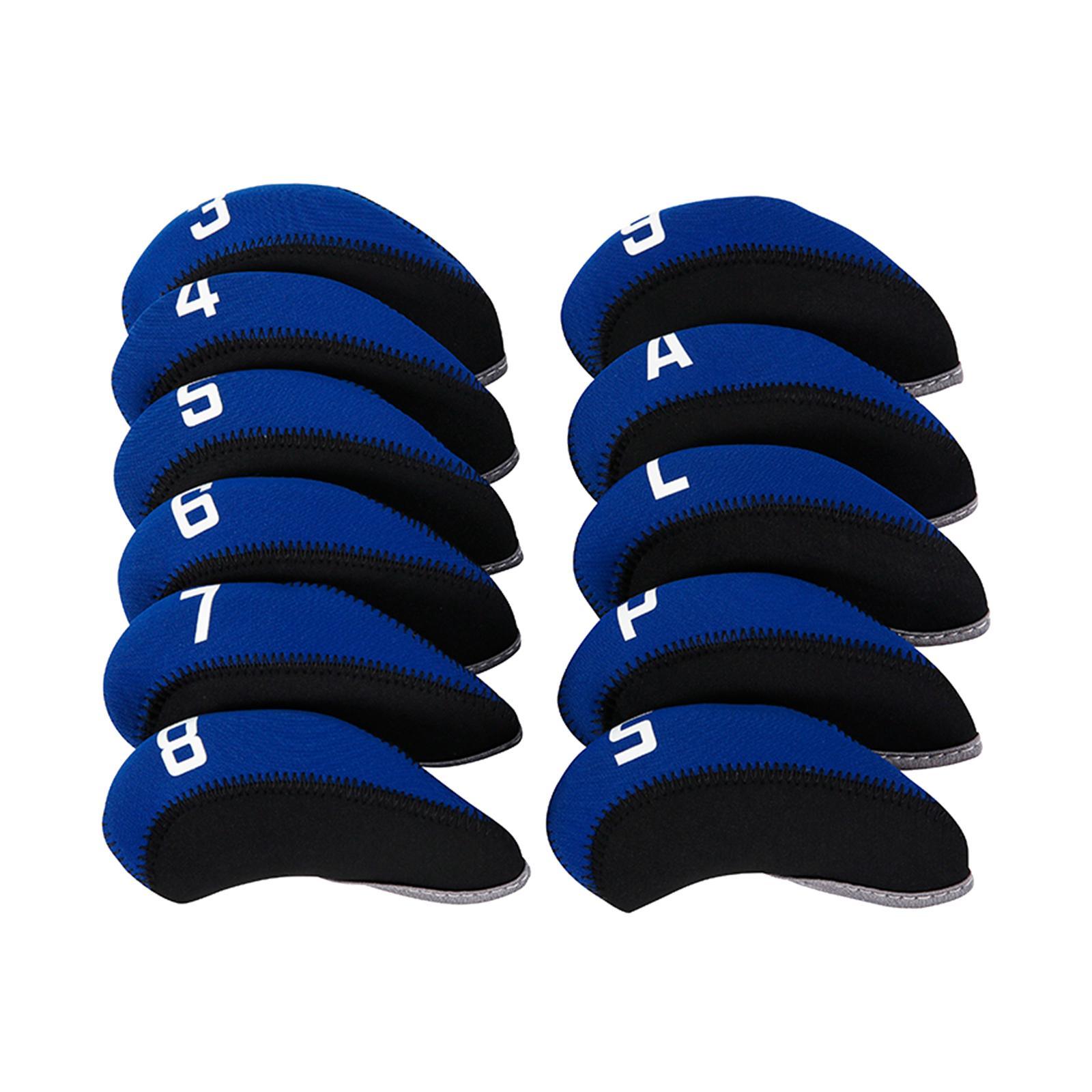 11Pcs Golf Iron Head Covers Neoprene Headcovers Protective Covers Blue Black