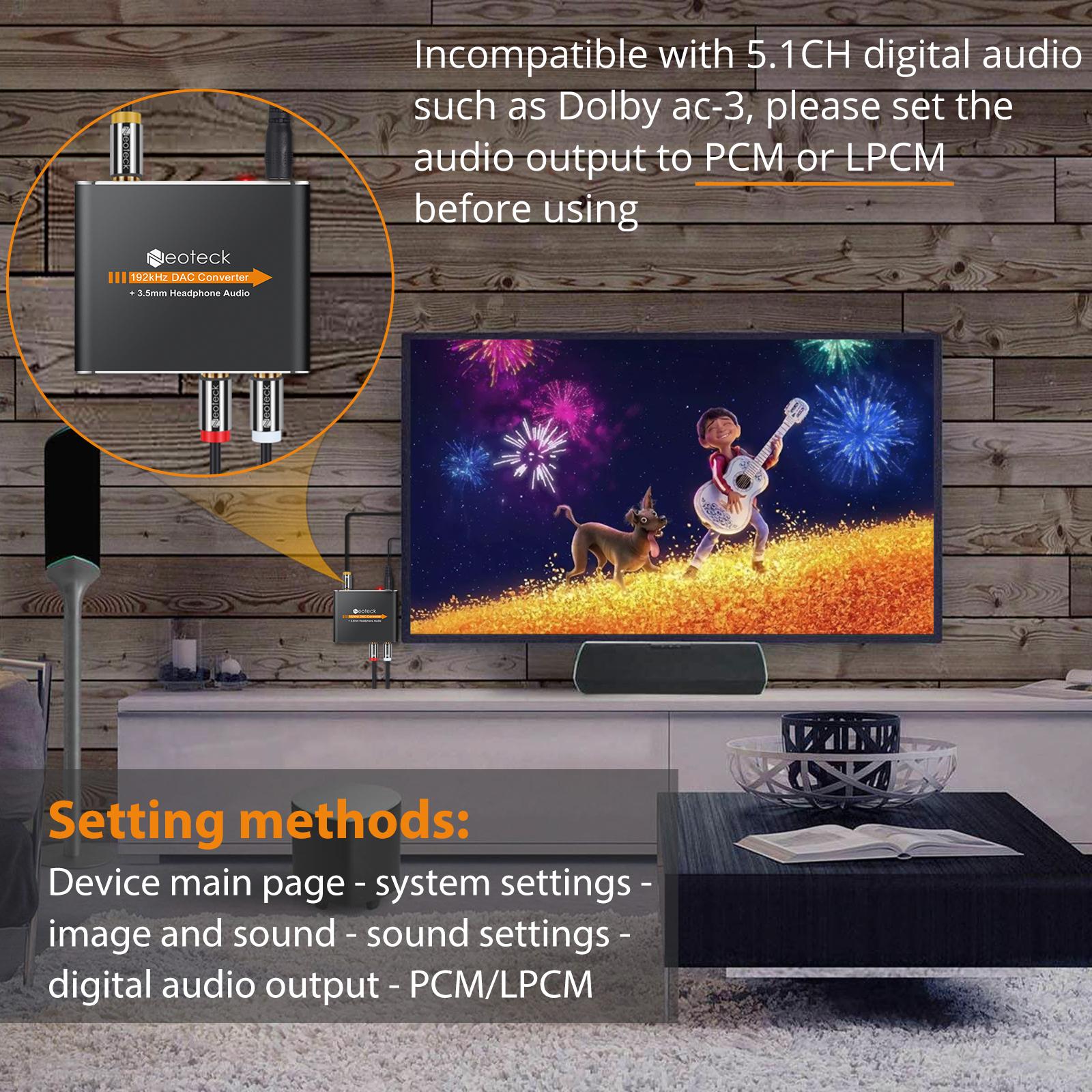 Neoteck DAC Bộ Chuyển Đổi Âm Thanh Kỹ Thuật Số Sang Analog Adapter Quang Học Đồng Trục Toslink Sợi Sang RCA Jack 3.5 Mm DAC Âm Thanh Cho Bộ Khuếch Đại
