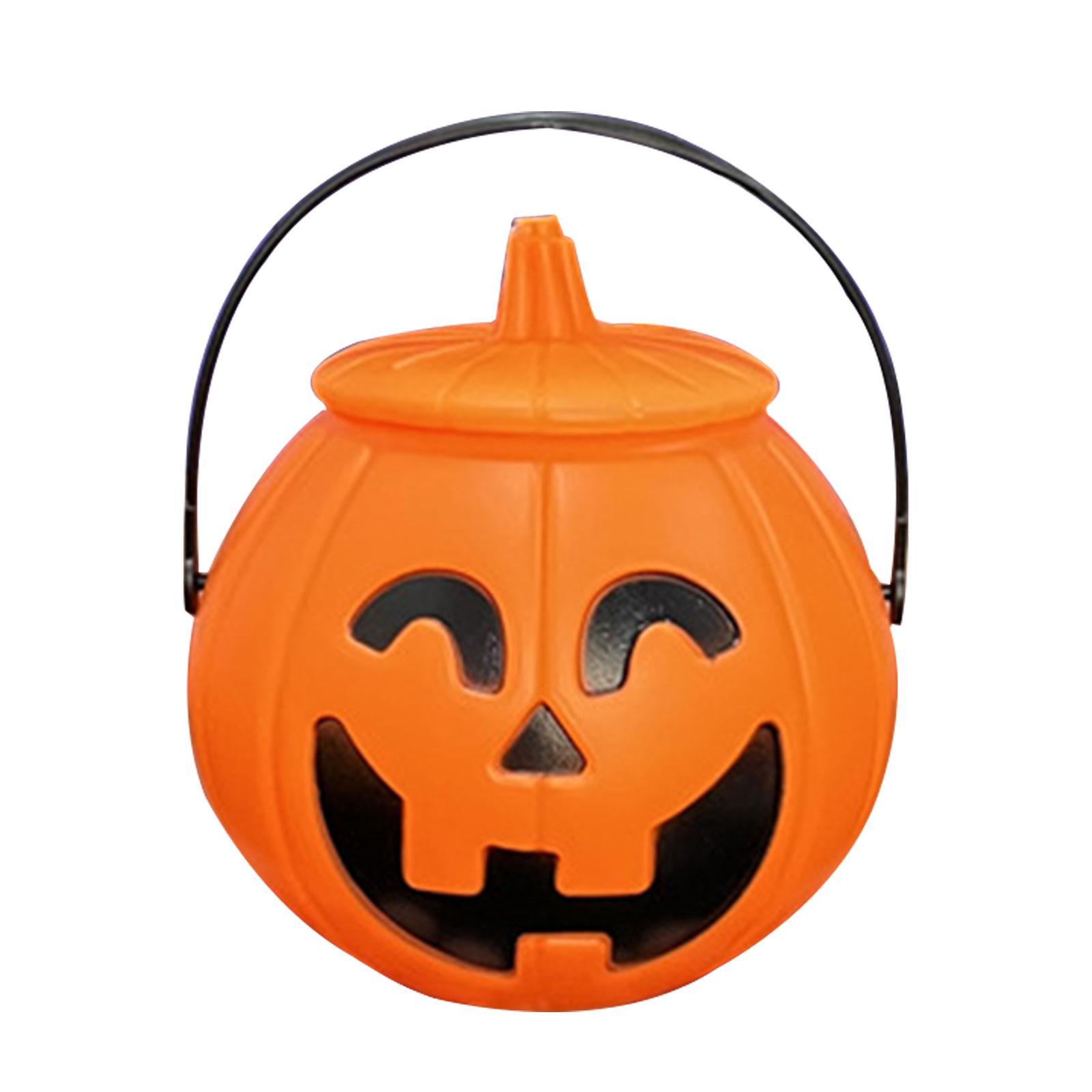 With Lid Candy Bucket Holder Props Candy Basket Organizer Trick or Treat Bucket Pumpkin Bucket for Banquet Thanksgiving Favors Holiday Party