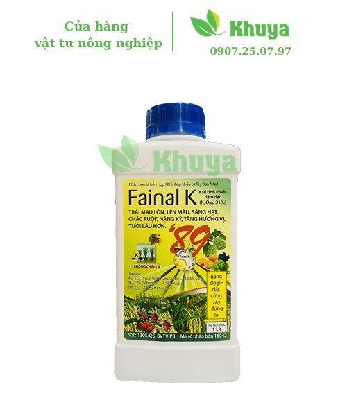 Phân bón hỗn hợp NK Fainal K 1 lít Lớn trái nhanh - Nặng ký - Tươi lâu