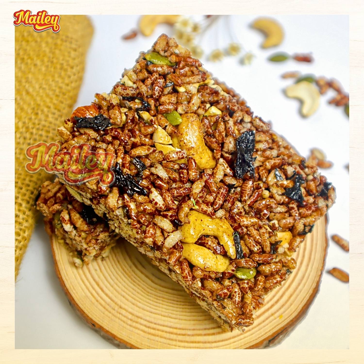 Thanh gạo lứt chà bông/rong biển mix hạt Mailey Túi 100g - Bánh gạo lứt ăn kiêng hỗ trợ giảm cân