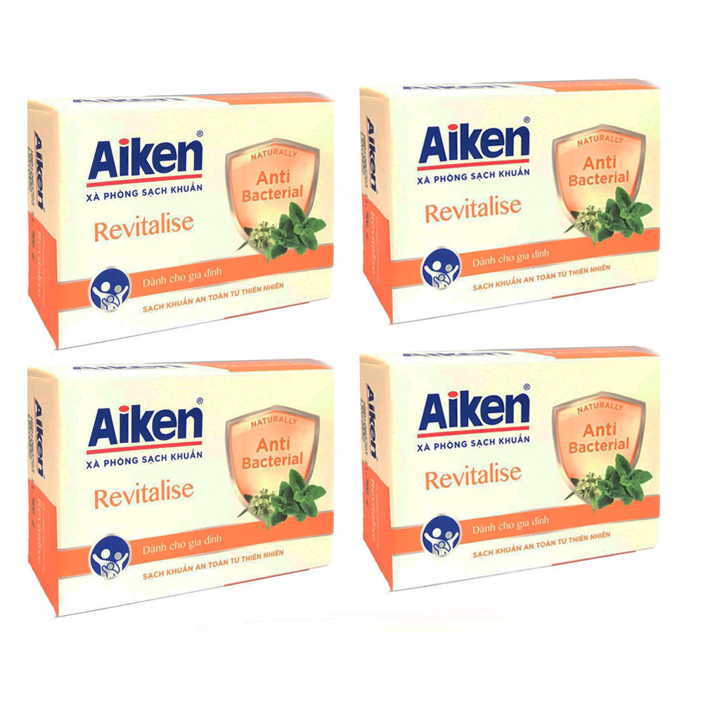 Combo 4 Xà Phòng Aiken Revitalise Sạch khuẩn An Toàn Tự Nhiên (90gr*4)