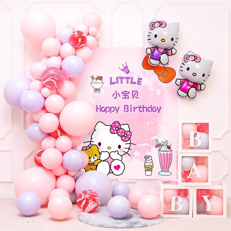 Bộ bong bóng trang trí sinh nhật hello kitty đáng yêu theme upkp10