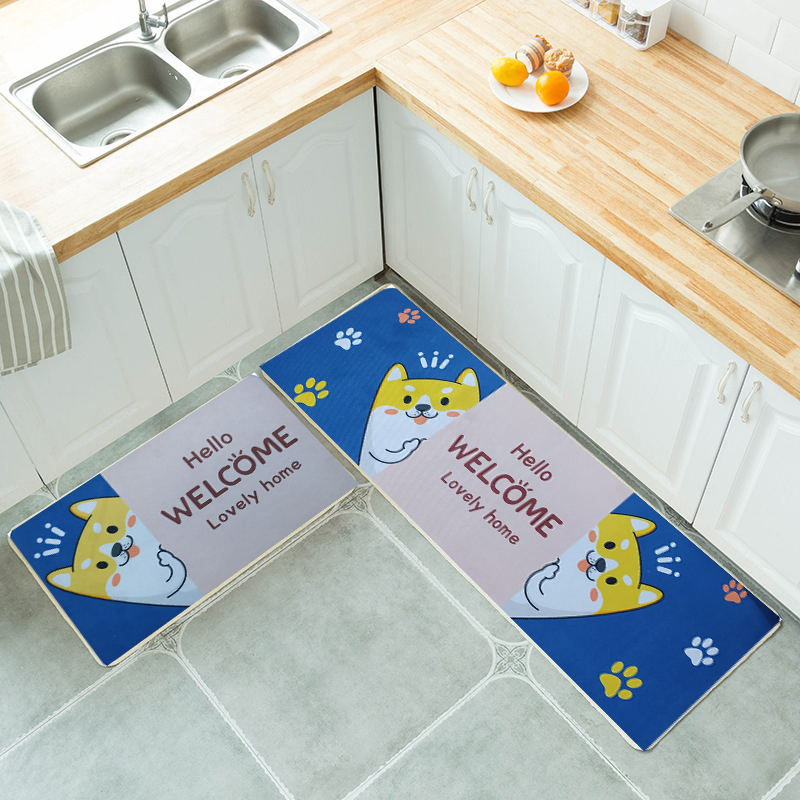 Bộ 2 thảm bếp nỉ đế hạt cao su hạn chế trơn trượt size 120x40, 60x40 cm
