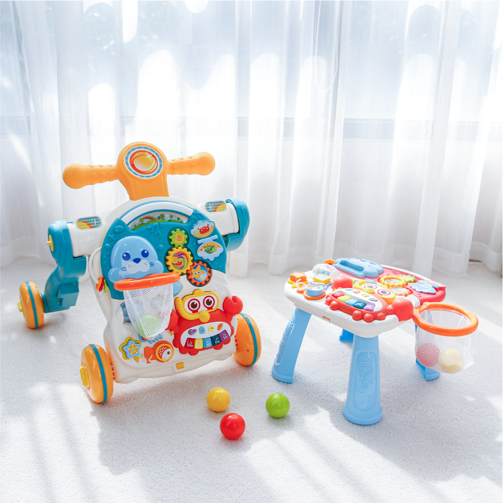 Xe tập đi đa năng 4 trong 1: xe tập đi, bàn nhạc, chòi chân, trượt scooter Toyshouse HE0826