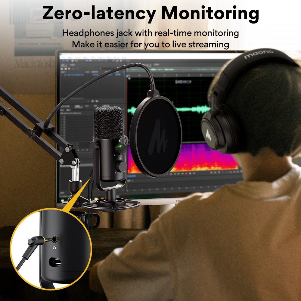 Mic Thu Âm để bàn USB MAONO AU-902 Cho PC Laptop ghi âm điện thoại