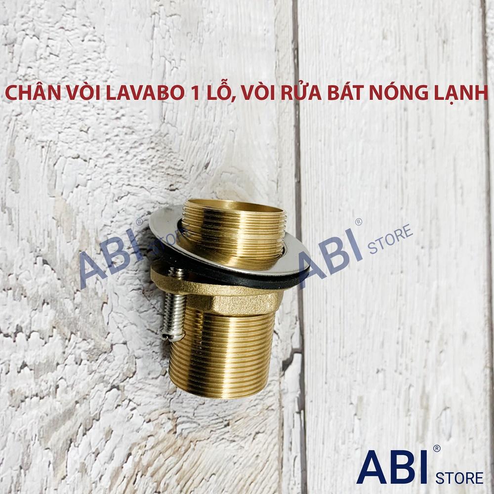 Chân vòi rửa bát nóng lạnh, chân bắt giữ vòi lavabo 1 lỗ hàng đồng dày đẹp