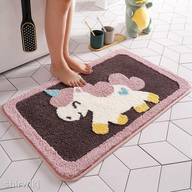 Thảm lau chùi chân siêu thấm hút nước nhà tắm cửa ra vào chống trơn trượt cotton mềm cute dễ thương 40x60cm