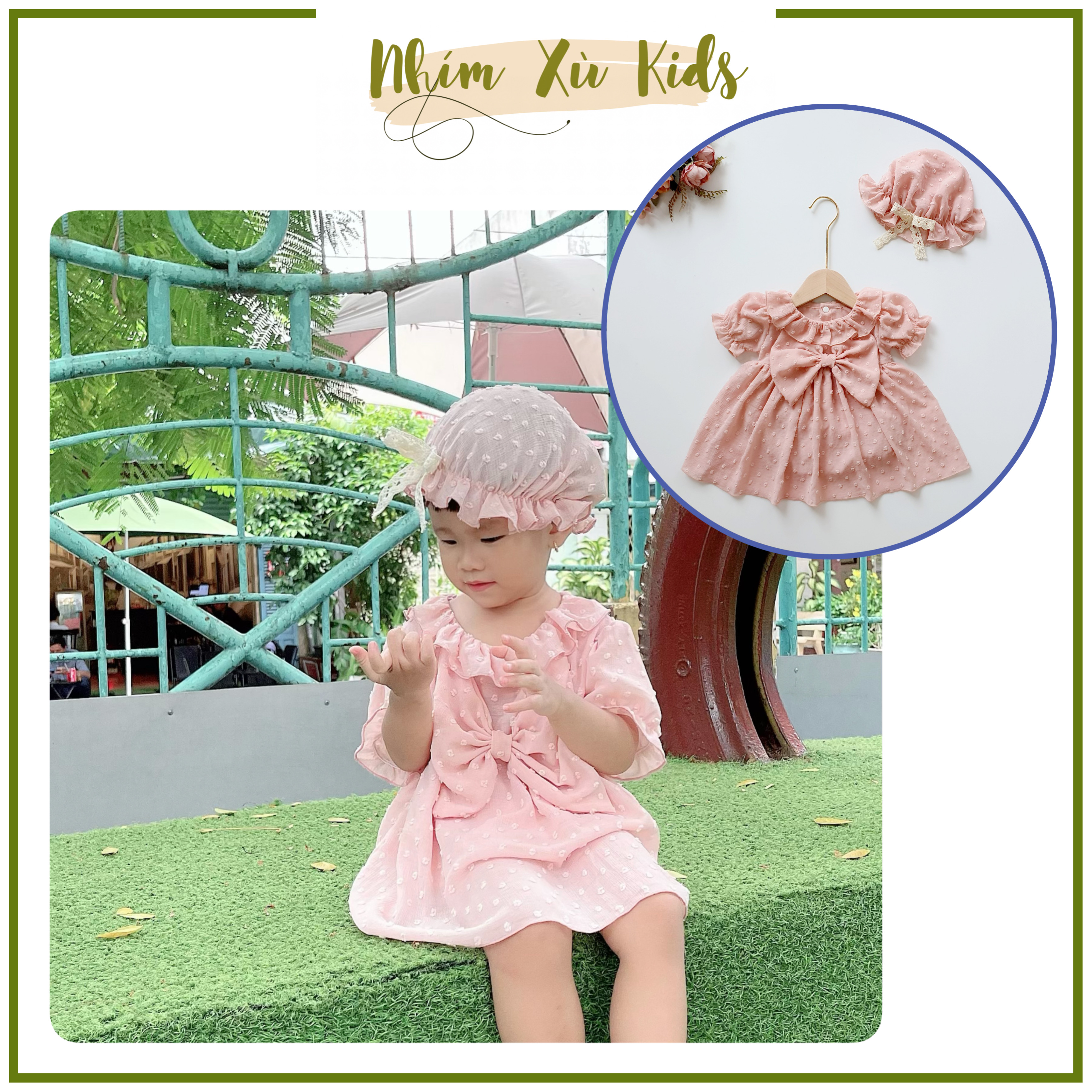 Body Váy Tơ Nổi Màu Hồng Pastel Bé Gái 3 Đến 12kg, Áo Liền Quần Bé Gái