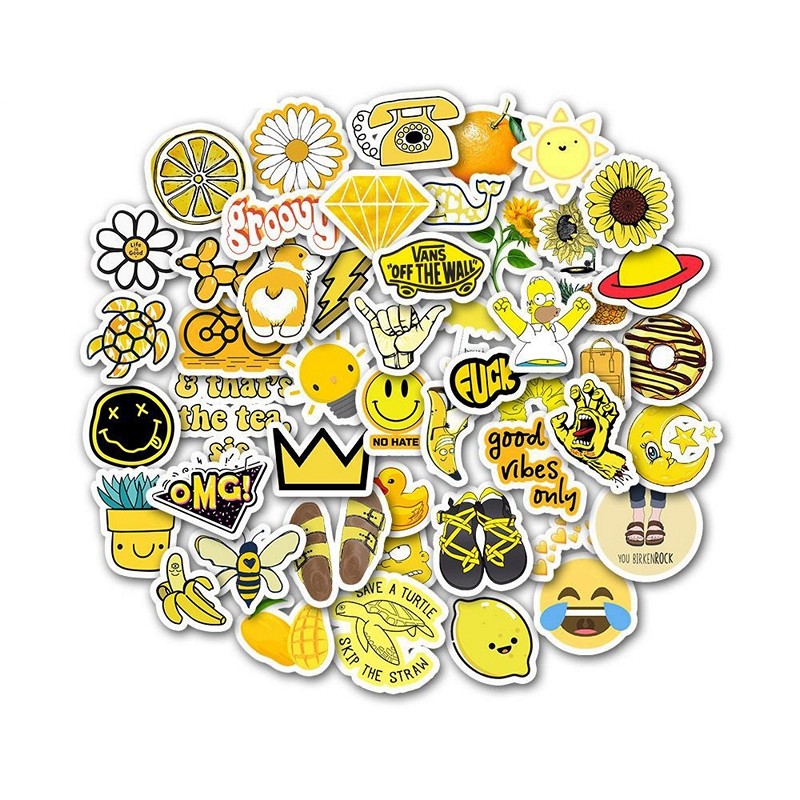 Bộ 50 miếng Sticker hình dán Yellow Stub