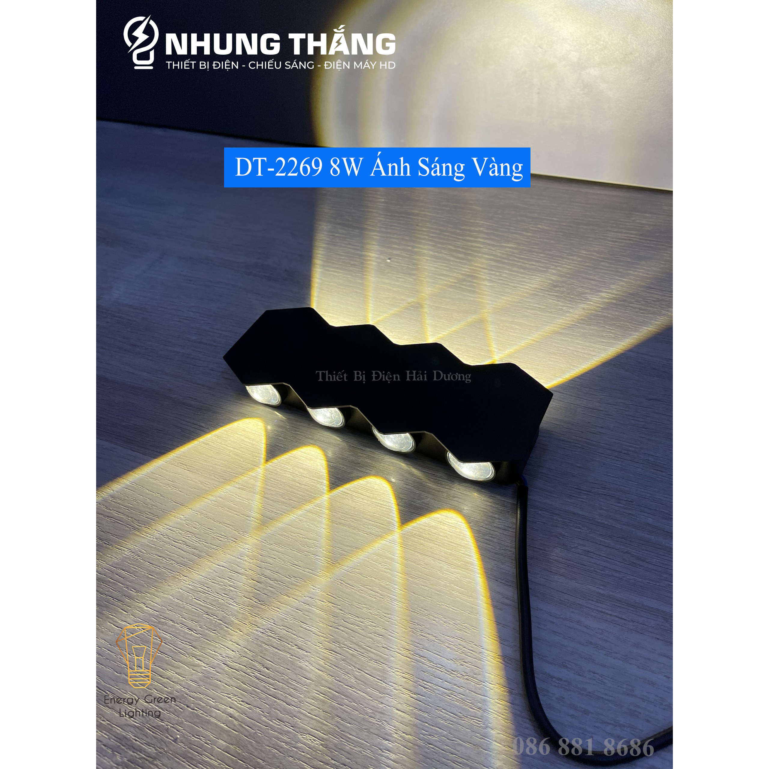 Đèn Hắt Tường Chống Nước 2 Đầu Chiếu Sáng DT-2269 8W Ánh Sáng Trắng/Vàng/Nhiều Màu - Chip Led Siêu Sáng