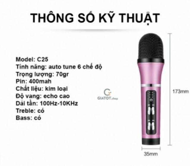 Micro Livestream C25 cao cấp tặng kèm tai nghe, trợ ship cho khách hàng